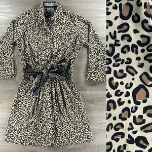 Gretchen Scott Size XS Breezy Blouson Cougar Print Sash Belt Pocket Dress